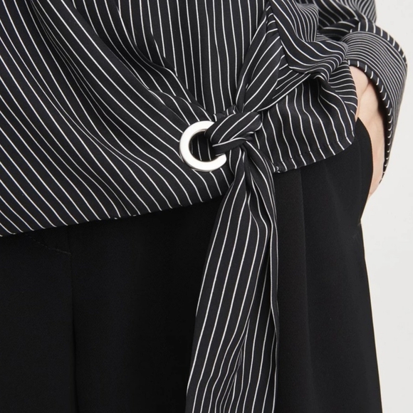 rag & bone Felix Popover Top in Black & White Stripes. - Picture 11 of 15